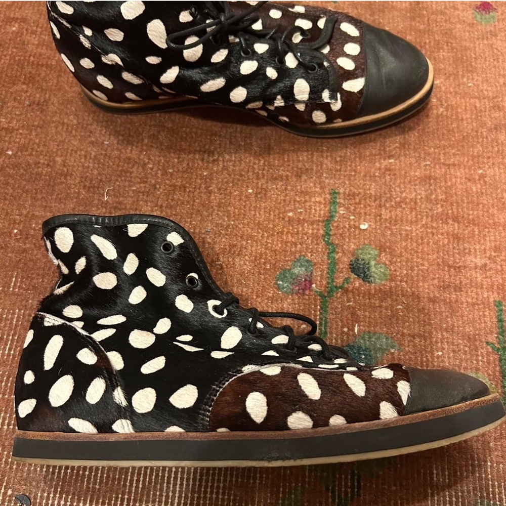 Loeffler Randall lace up pony hair Polka Dot Shoes Size 8 - Picture 4 of 8